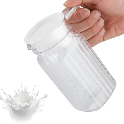 VIFERR Juice Bottle Acrylic Beverage Drink Pitcher Transparent Plastic Jug with Lid for Bar Home Iced Cold Tea Beverages (500ML)