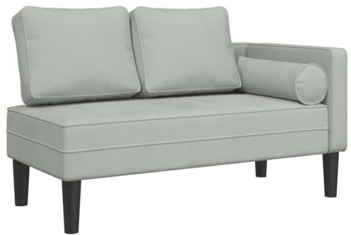 Chaise longue avec coussins gris clair velours