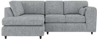 Gamzo L Shaped Sofa Left Hand Full Back Firm Seating Couch with Strong Wooden Frame | Alaska Fabric Couch for Living Room (Light Grey)