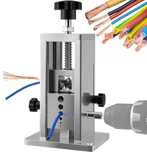 Drill-Powered Wire Stripper Machine for 0.07 - 0.86 (1.8-22mm) Scrap Wire, Manual Wire Stripping Made Easy, Wire Stripping Tool with Replacement Blade Sets