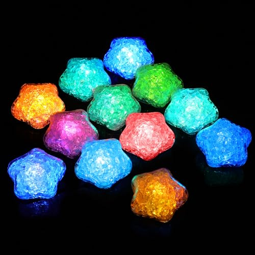 Aolso Juguete Baño para Bebés,12 Piezas Juguetes Bañera con luz LED Colorida,Juguetes Piscina,Juguetes Ducha,Juguetes Agua Bebé,Sensor de Líquido para Niños Niñas de 1-4 Años,Estrella