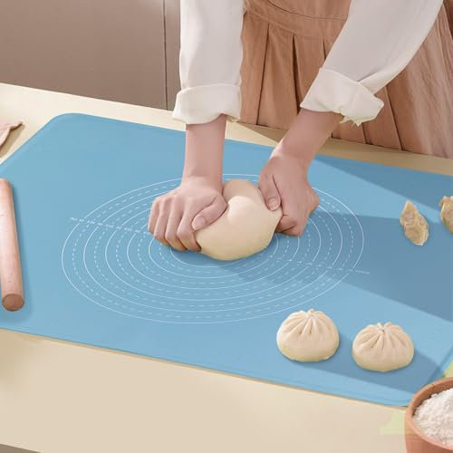 Alfombrilla de silicona para hornear extra grande antiadherente con borde alto, alfombrilla de silicona de grado alimenticio para hacer galletas, macarrones, tapete multiusos, tapete de encimera,