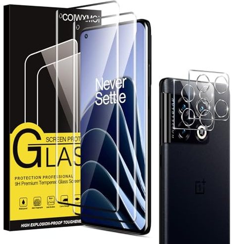 Coiwxmoi 2 Piezas Protector Pantalla y 2 Piezas Protector de Lente de Cámara para Oneplus 10 Pro 5G 6,7 HD Ultra Resistente, Dureza 9H, Antiarañazos Cristal Templado