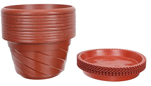 SUPVOX Lot de 10 Pots De Fleurs Chlorophytum avec Plateaux Godets en Plastique pour Drainage Et Circulation d'air Faciles