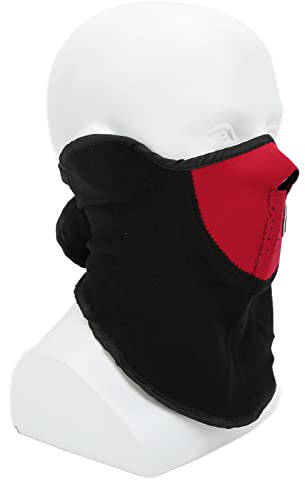 Masque à Vélo d'hiver, Masque à Demi-Visage Anti-poussière à Vent, avec Couverture de Cou en Toison Chaude pour Ski de Moto à Moto (Rouge
