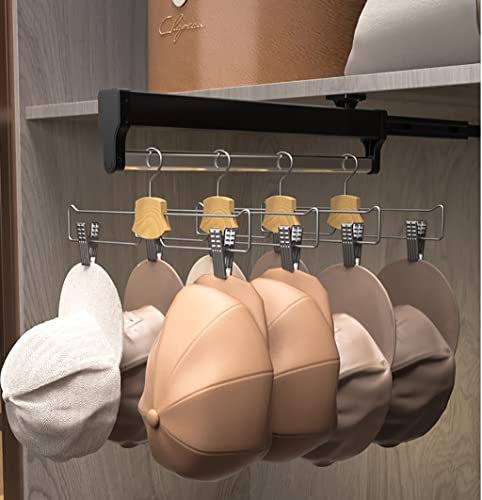 Ausziehbarer Hosenbügel, schwarze Kleiderstange, ausziehbare Kleiderstange, Metall-Schrank-Hängestange für Hosen, Mantel, verstellbarer Kleiderbügel für Platzersparnis (Größe: 400 mm/15,7 Zoll) Family