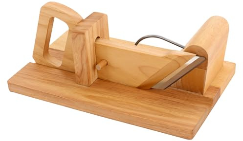 SICHENSH korvskärare av trä, korvhyvel grönsaker skärmaskin, rostfritt stål blad guillotine ostskärare, skärmaskin av trä för korv torkkött ost skinka bacon