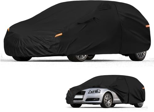 Autoabdeckung Wasserdicht für 1996-2011 Audi A3 8L/8P, Vollgarage Autoplane Auto Abdeckplane Winter Sommer Allwetter Outdoor Abdeckung mit Reißverschluss Tür, Windschutzbänder