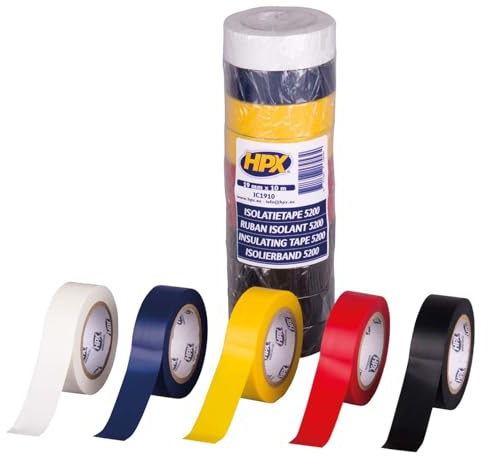 Cinta aislante PVC 5200, resistente al agua, alta adherencia, variedad de colores, ideal para aislar y reparar cables eléctricos.