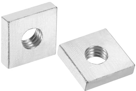 sourcing map 100 tuercas cuadradas M6 x 14 mm x 4 mm, acero al carbono, chapado en zinc, tuercas cuadradas de rosca gruesa para reparaciones del hogar e ingeniería profesional, color plateado
