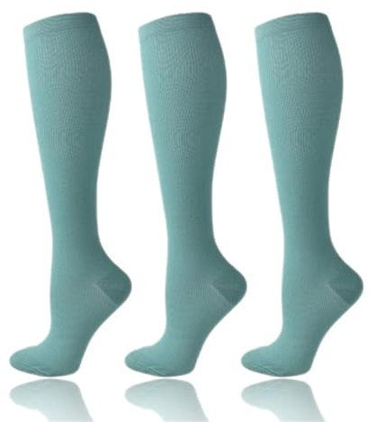 RRYPBOVG Kompressionsstrümpfe Herren 3 Piars Kompressionsstrümpfe for Leggings Laufdruck Fußballsocken for Erwachsene Edition Network Red Pressure Nurse Socks(3YSZ03-SLV,S-M)