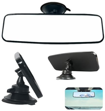 Specchietto Retrovisore Auto con Ventosa, Universale, Panoramico, Facile da Installare, Visione Chiara e Ampia, Adatto per SUV, Auto, Camion - Dimensioni 200 x 60 mm