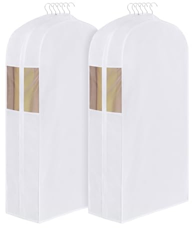 Univivi Hochwertiger Baumwoll Kleidersack, 127×56cm kleiderhüllen, 2 Stück | Kleidersäcke, Waschbar, Extra großer 25.4cm Zwickel, Transparentes Fenster