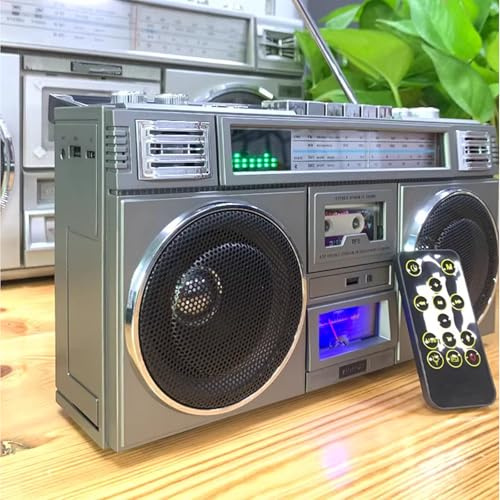 Portable Cassette Player Recorder - Classic 80s Retro Boombox with Bluetooth and 4 Speakers, USB/AUX Support for Family Gatherings and Outdoor Activities