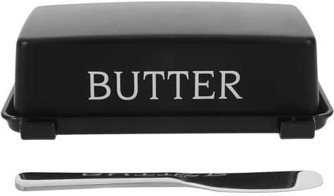 DIYEAH Mantequera con tapa y cuchillo - Recipiente de plástico para guardar mantequilla - Recipiente hermético para queso de cocina