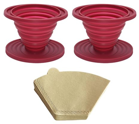 DUINIU Tazas De Embudo De Café Plegables De 2 Piezas Y 40 Hojas De Papel De Filtro De Café, Dispositivos Convenientes para Hacer Café, Escenas De Reuniones Familiares.
