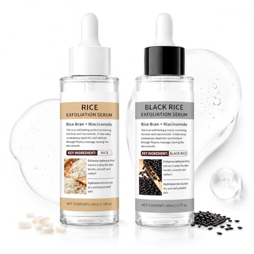 Skala Glow Rice Ampoule Duo, 2 stycken Ansiktsskrubb Med Svartvitt Ris Kemisk Ansiktsskalning Ris Ampoule, Förbättrar Grov Hud, Återfuktar, Lyser, 80 ml