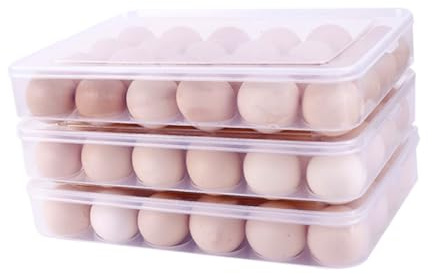 Contenitore per Uova in Plastica Trasparente per Frigorifero | Impilabile, Coperchio Chiaro, Formato 30, 5x21, 8x5, 8cm, Uso Cucina Domestica