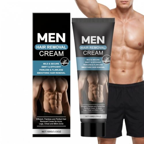 100G Mens Hair Removal Cream,Intimate Hair Removal Cream for Men | Male Depilatory Cream for Body,Chest,Legs and Private Areas,Sensitive Skin Formula for Smooth,Easy and Comfortable Grooming