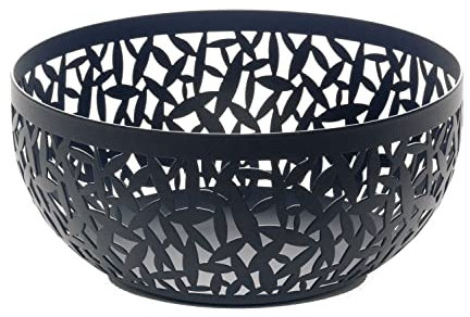 Alessi Cactus MSA04/21 B Design Obstschale, durchbrochen, aus Stahl, epoxidharzlackiert, schwarz, 21 x 9.5 cm
