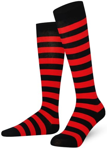 Mysocks Unisex knästrumpor långa strumpor ränder, röd svart,