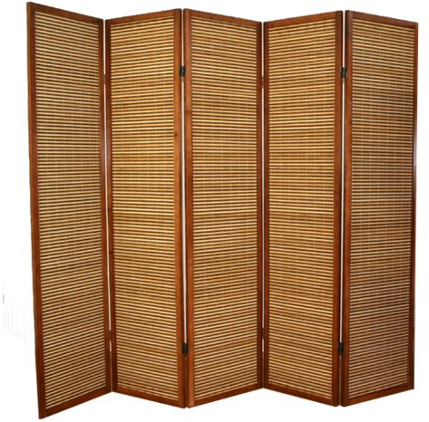 Paravento in legno marrone bambù di 5 pannelli