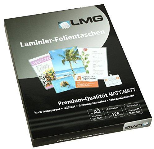 LMG LMGA3-125M Laminierfolien A3, 303 x 426 mm, 2 x 125 mic, 100 Stück
