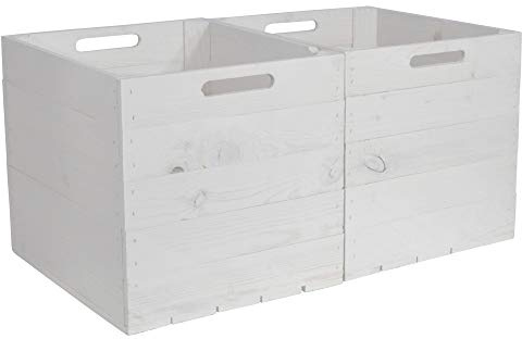 CHICCIE 2 Set Kallax Holzkiste Karl - Weiß Aufbewahrungsbox 33x38x33cm Aufbewahrungskorb Holzbox Holz Regal