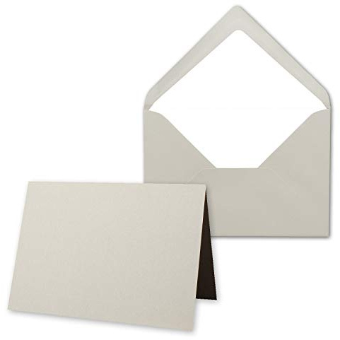 50 x Kartenpaket mit gefütterten Brief-Umschlägen - gerippt - DIN B6 - Silber-Grau - 12 x 17 cm - Nassklebung - NEUSER PAPIER