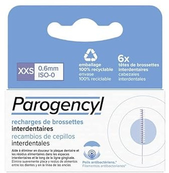 Parogencyl Interdentalbürsten XXS 0,6 mm ISO-0, 6 - 1 stück (1er Pack) - Weiß - Nylon - für Parogencyl und alle gängigen Elektrozahnbürsten