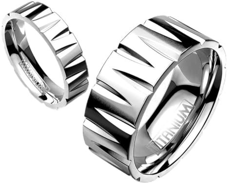 Bague Carved Spears en acier inoxydable avec boîte à bijoux Argenté, #09 | 19,0 mm Innendurchmesser, Titane