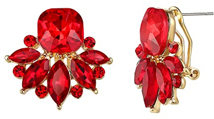 Clearine Ohrstecker Strass Kristall Marquise Square Ohrringe für Damen Party Prom Klar Silber-Ton