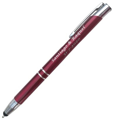 regalo grabado - Bolígrafo Metálico PERSONALIZADO | Grabado Láser | Ideal para Regalos de Profesores, Cumpleaños, Bodas | Incluye Funda Elegante, 1 unidad, Aluminio (puntero abajo)