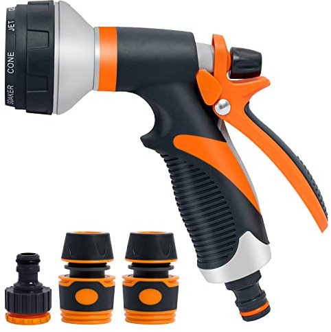 Gartenbrause, 8-Funktionen Handbrause Garten Düse Garten Brause Hochdruck Gartenschlauch Aufsatz für Bewässerung Pflanzen oder Rasen, Autowaschen, Reinigung Haustiere