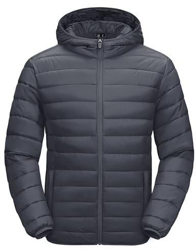 MAGCOMSEN Mens Down Jacket Puffer Lightweight Winter Warm Bubble Coat Quilted Lined Insulated Casual Packable Hooded Padded Jacket