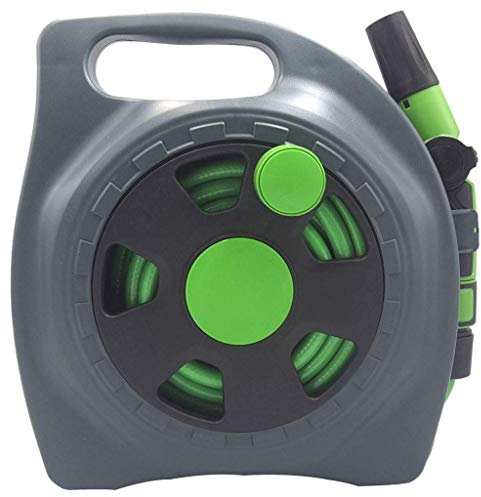 EXENXA Manguera de jardín, carrete de manguera manual montado en la pared con pistola pulverizadora, ideal para terrazas, balcones y espacios pequeños de jardín (10 metros)
