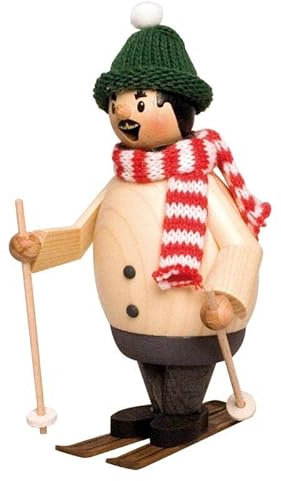 Kuhnert Drechslerei Rauchmann/Räucherfigur - Rauchfigur - Rauchman Max (Skifahrer) - Made in Germany