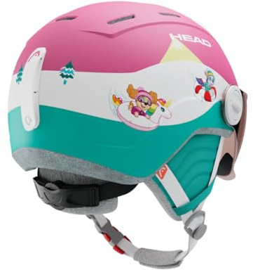 HEAD Maja Visor PAW Ski- und Snowboardhelm mit Visor, Paw Patrol Design, Rosa/Türkis