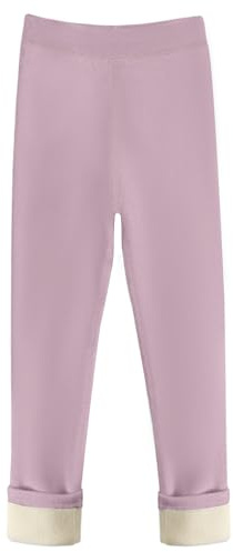 Maeau 1/2-pack varma leggings för flickor, barn, vinterbyxor, fleecefodrade tjocka byxor, termobyxor, bomullsleggings, fodrade höst, 100–150 cm, En violett, 110