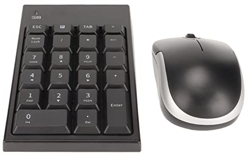 Bewinner Combinazione di Tastierino Numerico e Mouse Wireless, Tastierino Numerico USB Portatile Ultra Sottile 2.4G da 2,4 G e Mouse da 1200 DPI per Laptop, Desktop, Computer PC
