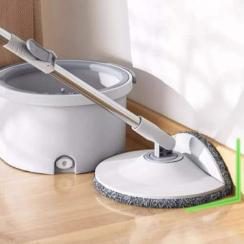SXHEYUY Juego de trapeador Giratorio y Cubo con Sistema de Agua Limpia y Sucia autoseparación, Cabezal Cabeza Redonda Giratorio para Suelos de mármol de Azulejos de Madera Dura,5
