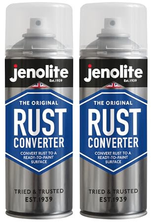 JENOLITE Rust Converter Spray | 2 x 400ml | RUST TREATMENT & INHIBITOR | Fast Acting Epoxy Based Converter For Metal | Converts Into Stable, Ready-to-Paint Surface
