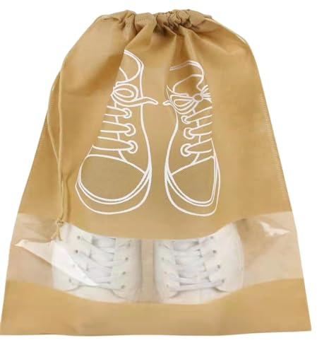 10 st reseskoväska, icke-vävda dammskor för män och kvinnor, förvaringsväska, dammskor förvaring, Khaki, Men's set of 10
