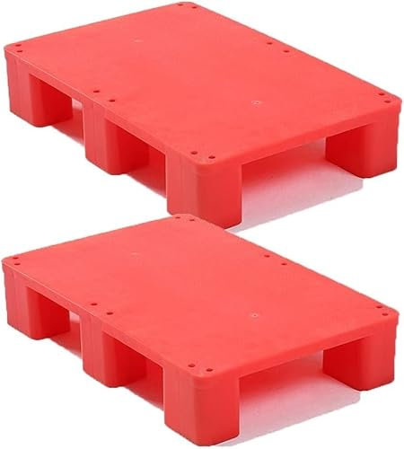 MekUk Kunststoffpalette Kunststoffpaletten-Lagerregale, Plattformregale for Lager, Garage, Küche für Zwinger, Garten, Keller, Patio (Color : Red-2pcs, Size : 80x60x12cm)