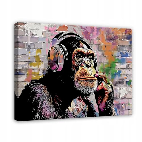 WallArena Leinwand Bilder Affe Banksy 60x40 cm