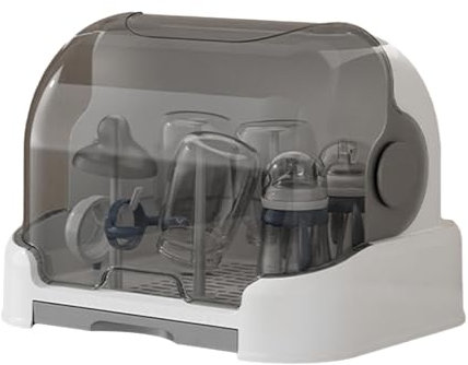 Wäscheständer Für Babyflaschen, Babyflaschen Abtropfgestell mit Abdeckung, Aufbewahrung und Trockner mit abnehmbarer Wasserwanne, Baby Bottle Drying Rack Für Flaschen, Sauger, Becher Und Zubehör