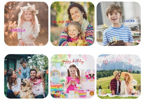 Personalisiertes Leder-Untersetzer-Set, anpassbare Untersetzer für Getränke mit individuellem Fototext, Logo, Fototassen-Untersetzer für Couchtisch, Küche, Büro, Bar (6pc, quadratische Form)