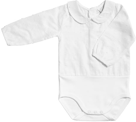 BABIDU Body Bebé Manga Larga Algodón Plumetti 100%, Body Bebé Recien Nacido Tejido Suave Transpirable y Hipoalergénico Piel Sensible, Body Cuello Bebé, Ropa Bebé Niño y Niña Unisex, Básicos Invierno