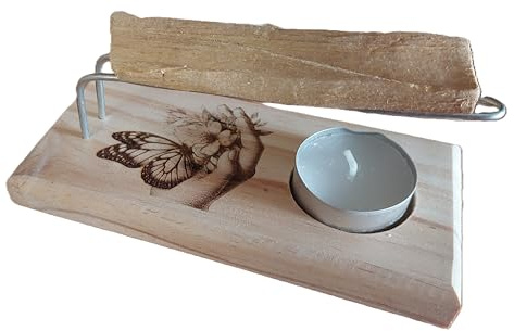 Kir Quemador de Palo Santo, Varillas metalicas Base de Madera, Palo Santo y velita dete incluidos, Limpieza de Espacios, Limpieza energética,