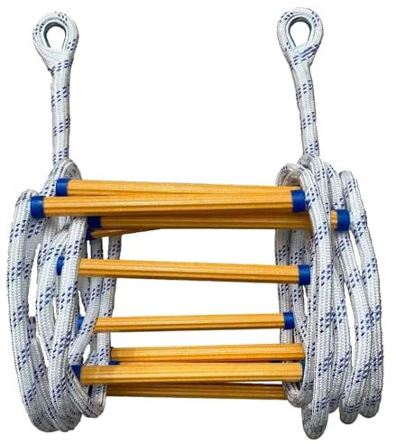 Rope Ladder 10ft Large Load Capacity Nylon Fire Escape Ladder with Hooks Non-slip Heavy Duty Emergency Rope for Climbing Training Rescue Fire Escape Emergency